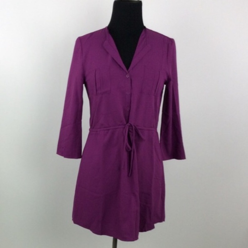 Jack by BB Dakota! Purple Button Down Tie Dress NWT! - Picture 4 of 7